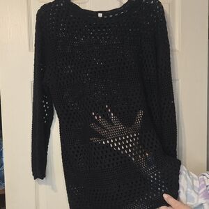 Black Crochet Women Sweater